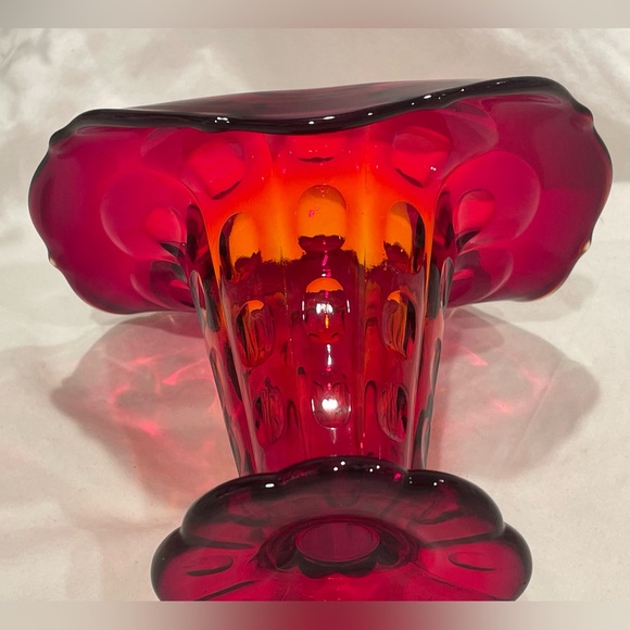 Fenton Ruby Red & Amber “Amberina” Tulip-Shaped Vase / Dish / Centerpiece. EUC - Picture 9 of 12